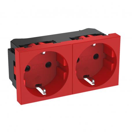 0° socket, protective contact, double 2 | Double 0° | сигнално червено; RAL 3001