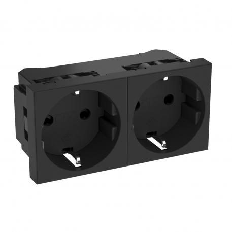 0° socket, protective contact, double 2 | Double 0° | сиво-черно; RAL 7021
