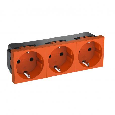 0° socket, protective contact, triple 3 | Triple 0° | оранжево; RAL 2004