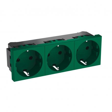 0° socket, protective contact, triple 3 | Triple 0° | ментово зелено; RAL 6029