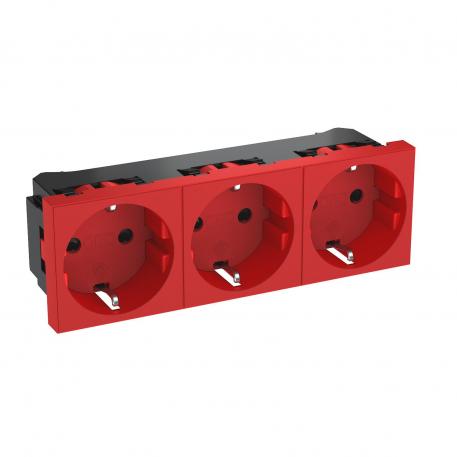 0° socket, protective contact, triple 3 | Triple 0° | сигнално червено; RAL 3001