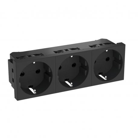 0° socket, protective contact, triple 3 | Triple 0° | сиво-черно; RAL 7021