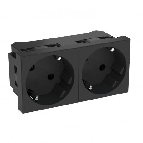 33° socket, protective contact, double 2 | Double 33° | сиво-черно; RAL 7021