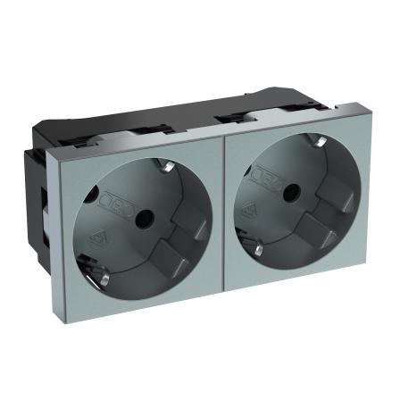 33° socket, protective contact, double 2 | Double 33° | лакиран цвят алуминий