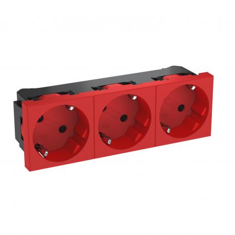 33° socket, protective contact, triple 3 | Triple 33° | сигнално червено; RAL 3001