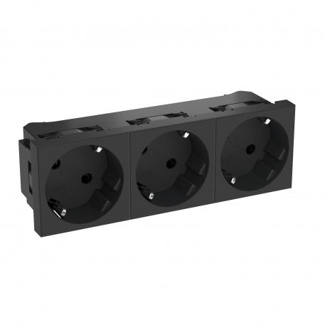 33° socket, protective contact, triple 3 | Triple 33° | сиво-черно; RAL 7021